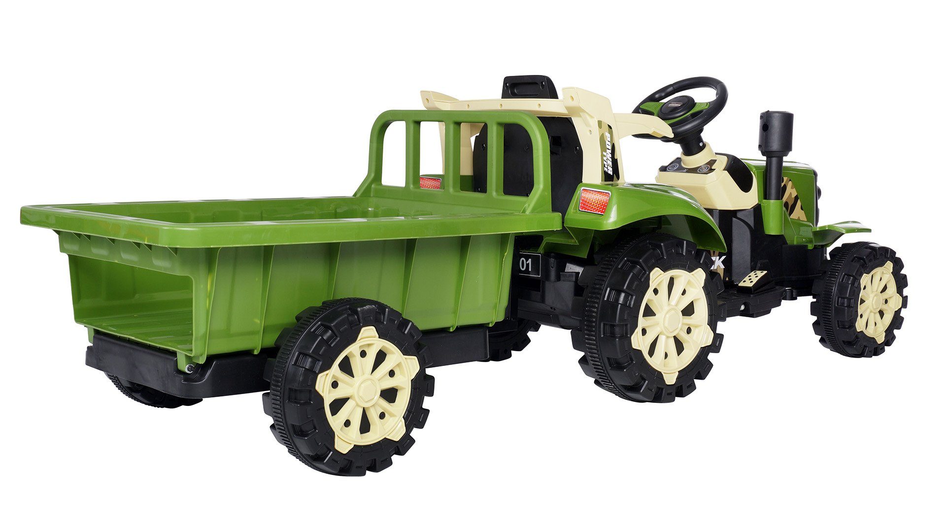 Actionbikes Motors electric children's tractor children's electric tractor with trailer vehicle incl. remote control, load capacity 30 kg, (2-part), 30 kg payload - automatic brake - 2x 6 V motor - from 3 years
