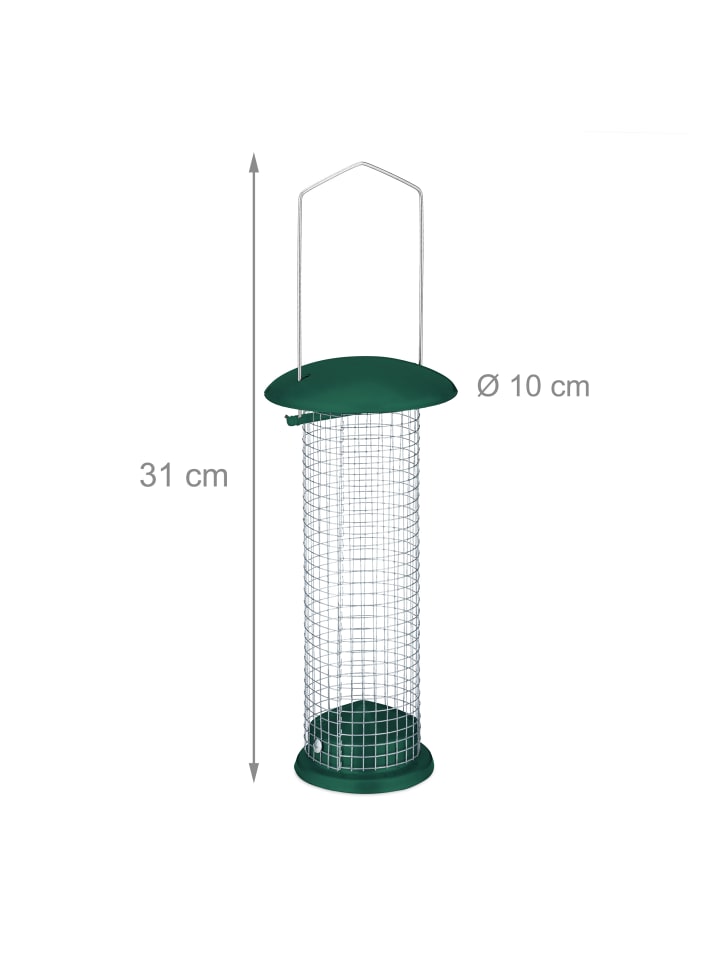 relaxdays 2 x Vogelfutterstation in Grün/ Silber - (H)31 x Ø 10 cm günstig kaufen onesize