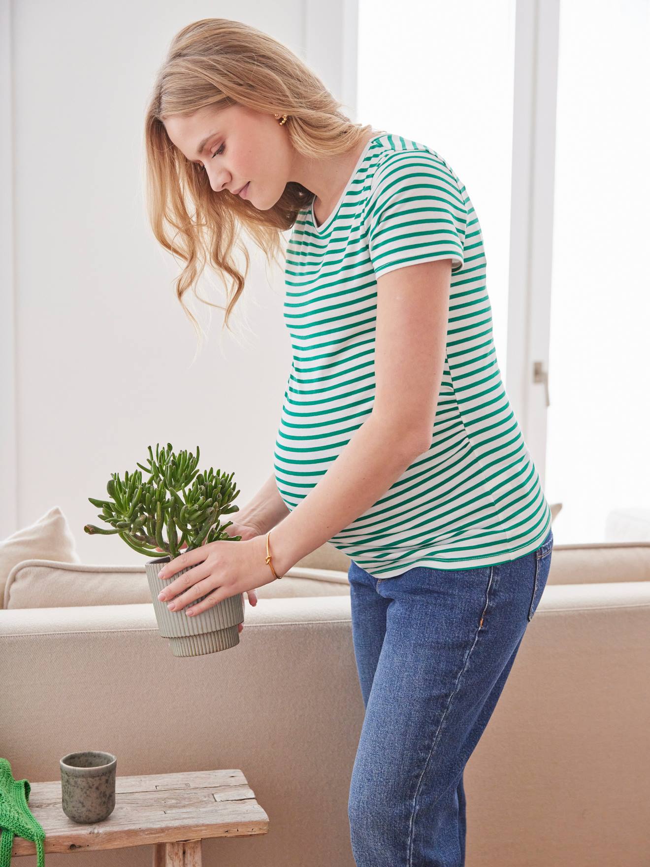 T-shirt de grossesse manches courtes vert