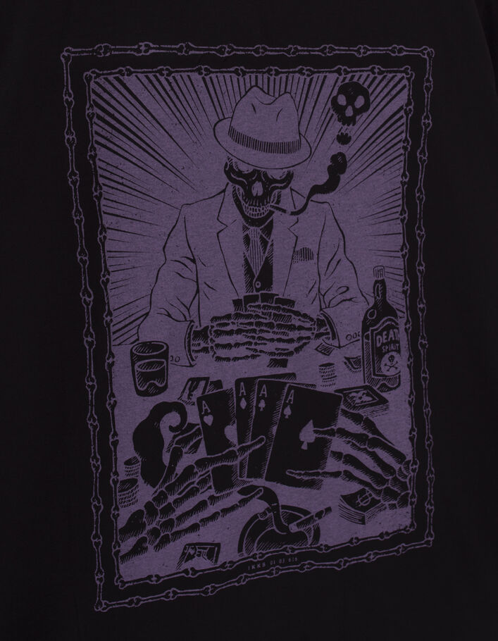T-shirt noir visuel partie de cartes Homme