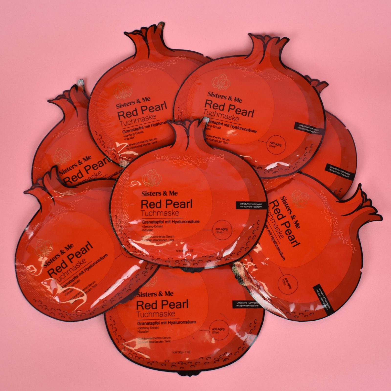 Sisters & Me Gesichtsmaske 5x Sisters & Me Granatapfel Tuchmasken Gesicht, Anti-Aging, 5-tlg.
