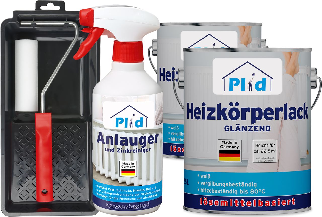 Plid Premium Heizkörperlack LH Thermolack weiß Glänzend Set Weiß