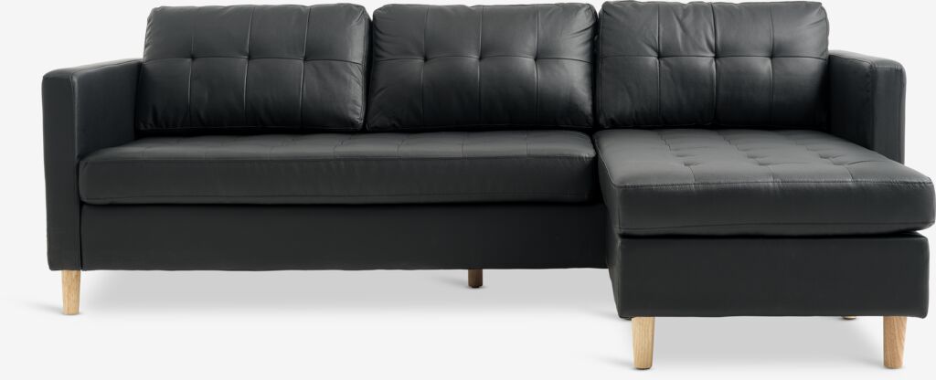 FALSLEV Sofa med sjeselong FALSLEV svart imitert skinn