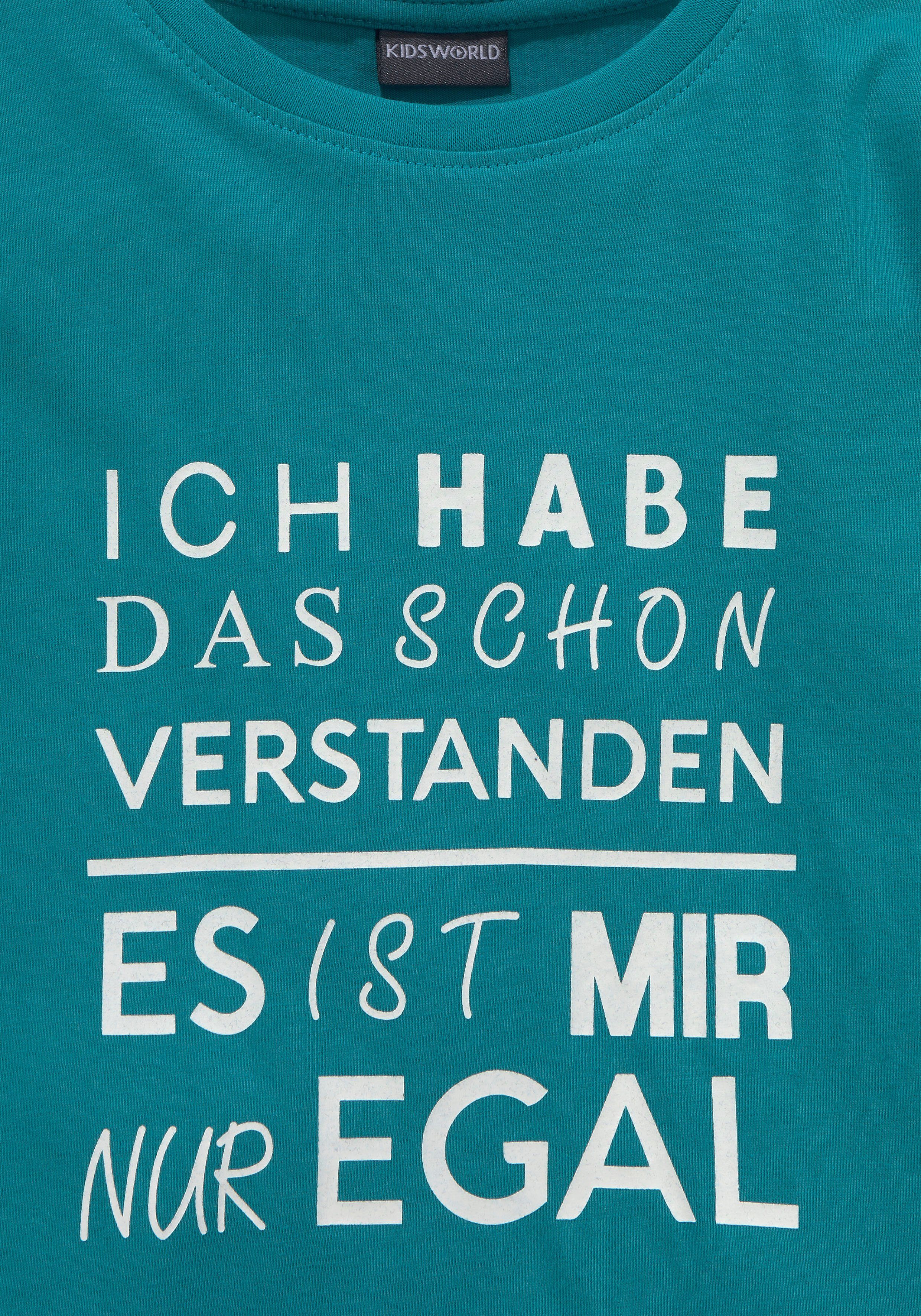 KIDSWORLD Langarmshirt Ich hab das schon verstanden - es ist mir nur egal Druck