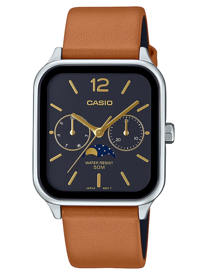 Casio Herrenuhr Multifunktion mit Lederband Braun günstig kaufen onesize