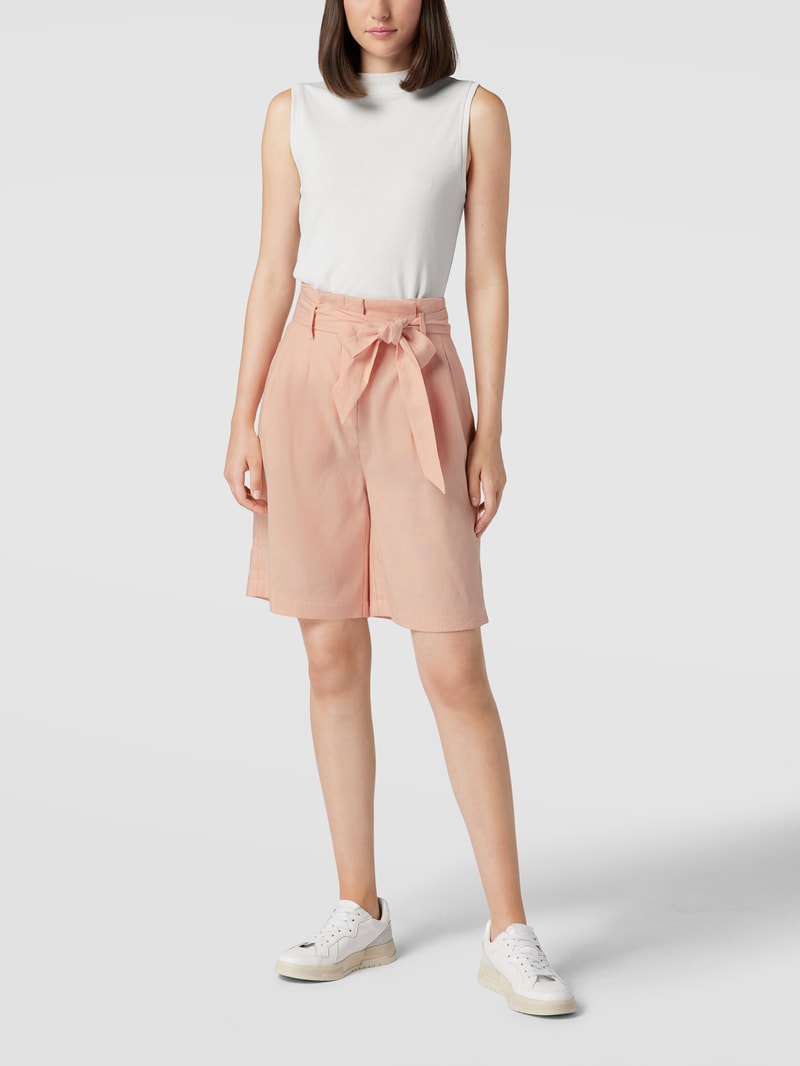 Shorts mit Bundfalten in koralle meliert