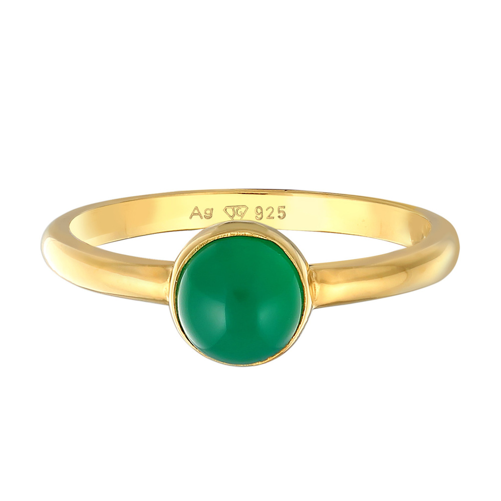 Elli PREMIUM Elli PREMIUM Bague Femmes Solitaire Basique Vert avec pierre précieuse Agate en A Bague