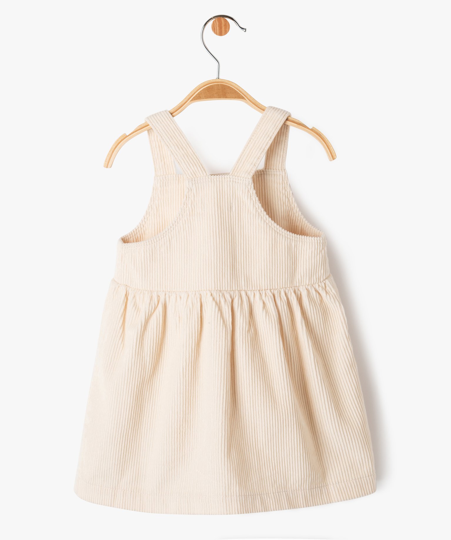 Robe à bretelles en velours ctelé bébé fille ecru | GEMO