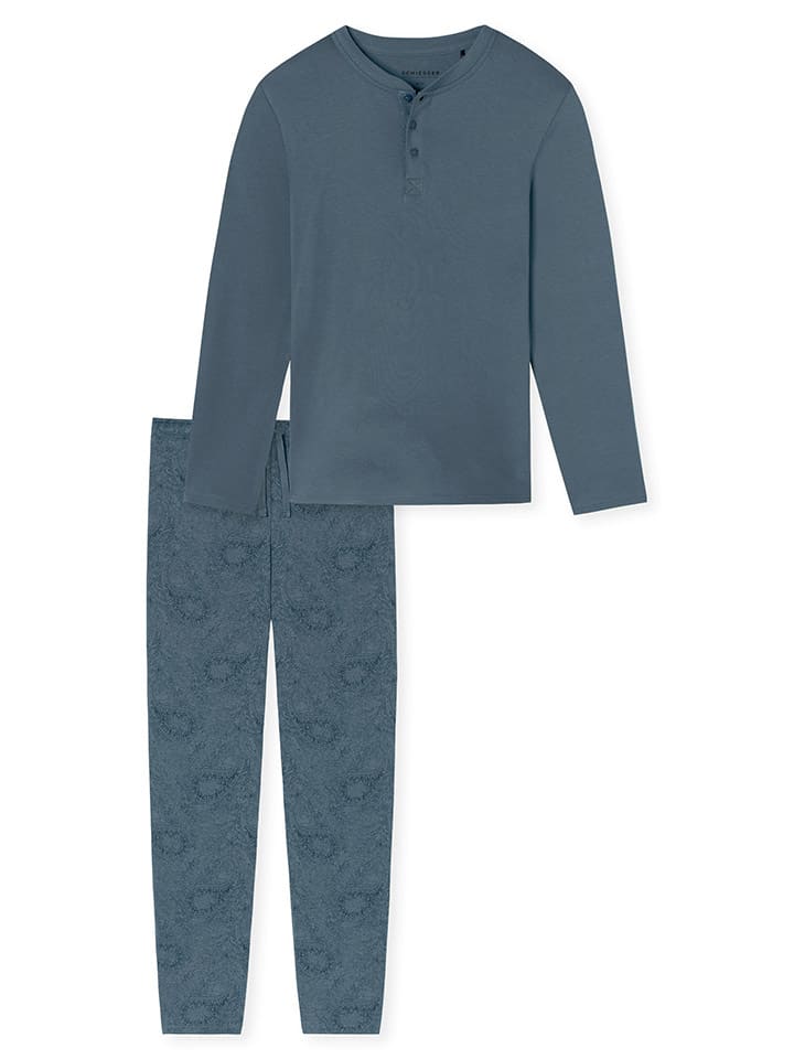 Schiesser Pyjama in Blaugrau günstig kaufen