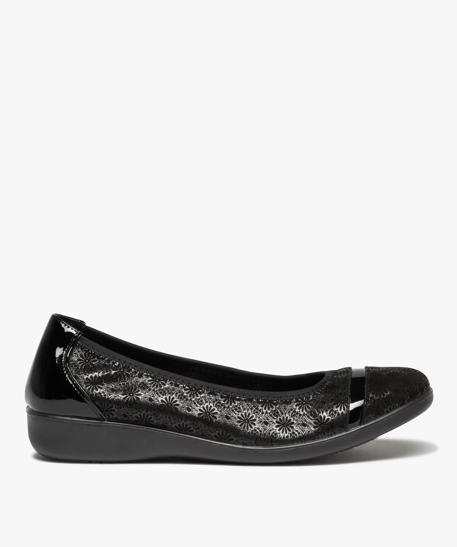 Ballerines confort femme en cuir à motifs irisés avec touc... noir | GEMO