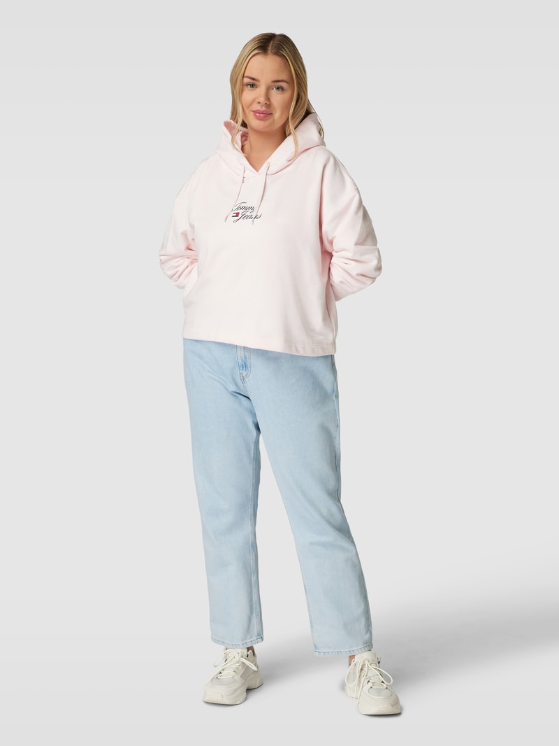 PLUS SIZE Hoodie mit Label-Stitching Modell 'ESSENTIAL' in hellrosa