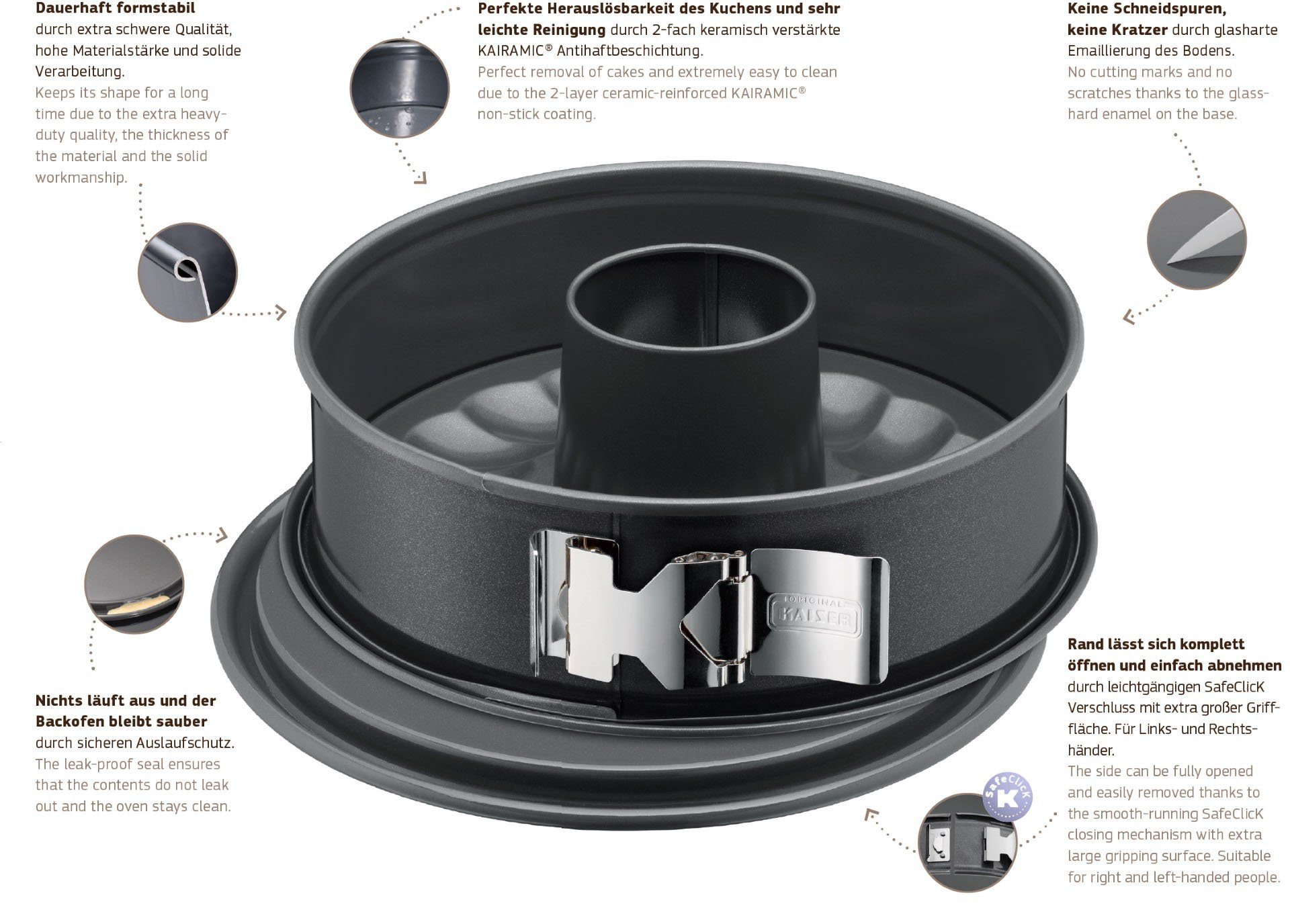 Kaiser Backformen Springform La Forme Plus, Ø 26cm rund mit 2 Böden, Made in Germany