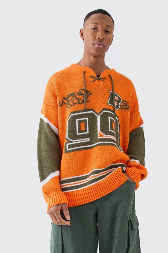 Geschnürter Oversize Hockey-Pullover