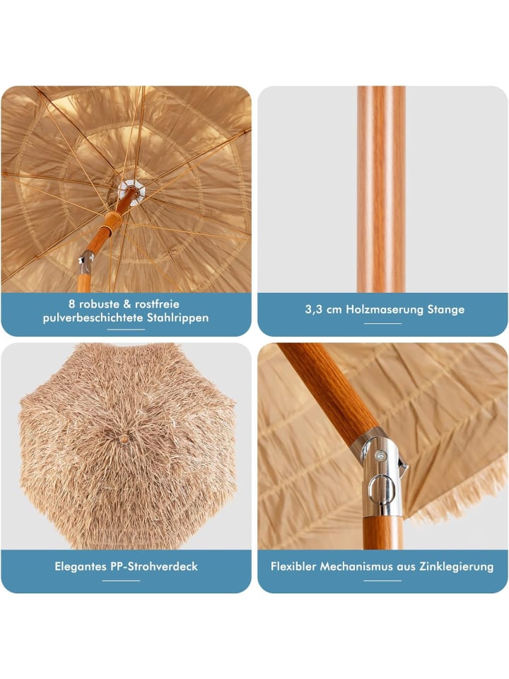 COSTWAY Sonnenschirm Strohschirm φ208cm in Braun günstig kaufen onesize