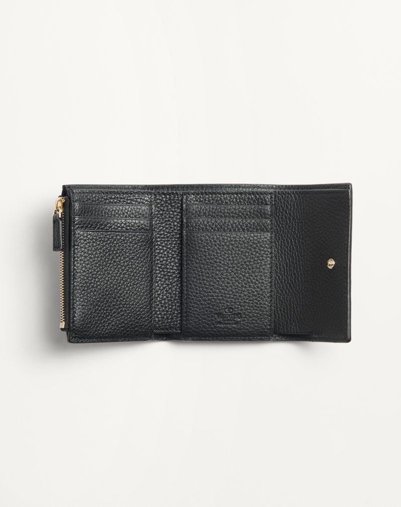 Rockstud Trifold-pung i kornet kalveskind