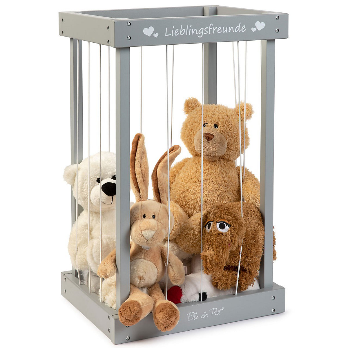 Plüschtier-Box aus Holz zur Aufbewahrung von Kuscheltieren (Grau)