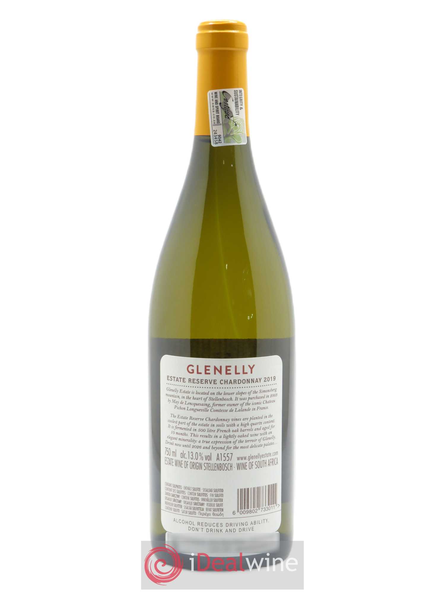 Stellenbosch Glenelly Estate Reserve Chardonnay  2019 - Lot de 1 Bouteille