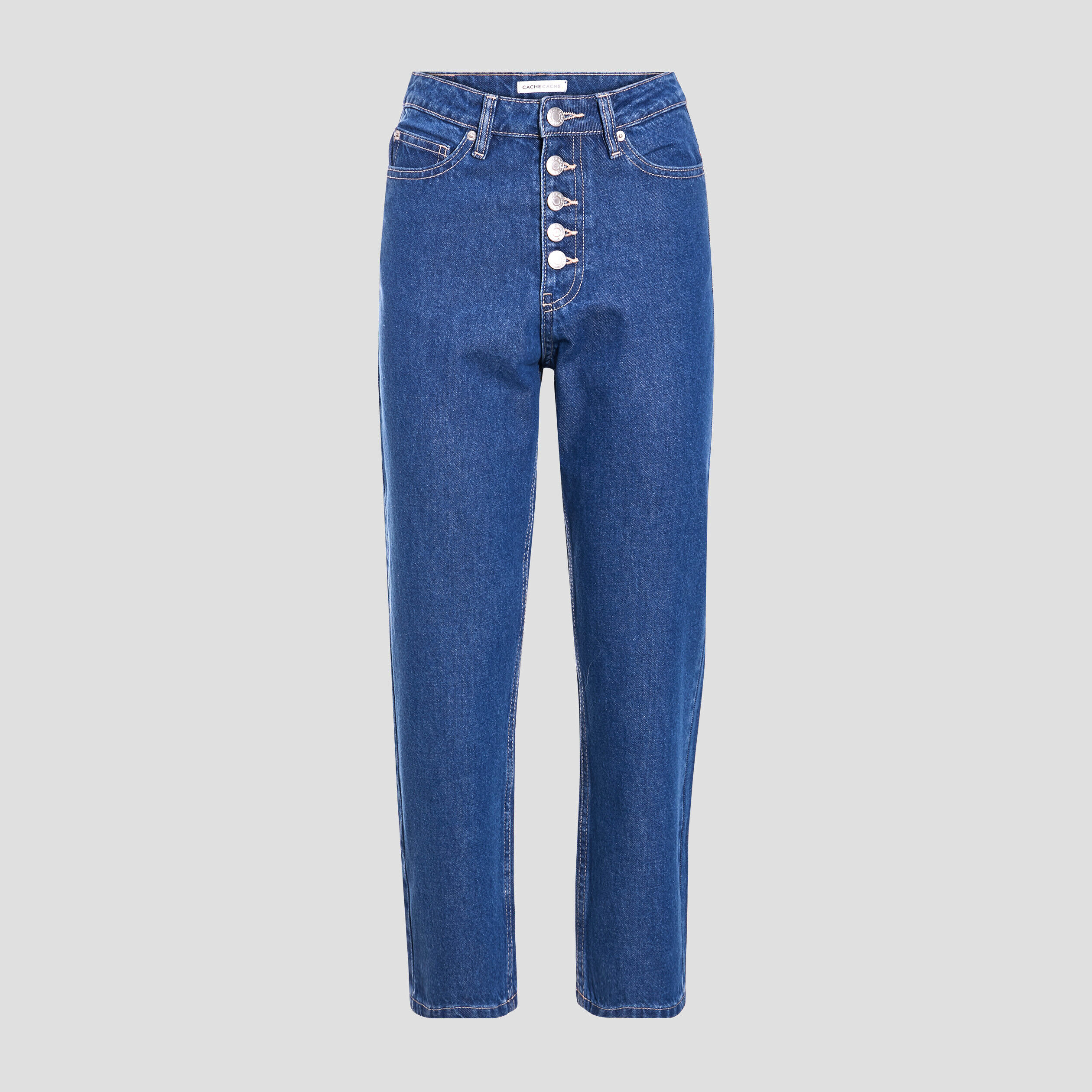 Jeans regular boutonné 7/8ème denim double stone femme | Cache Cache