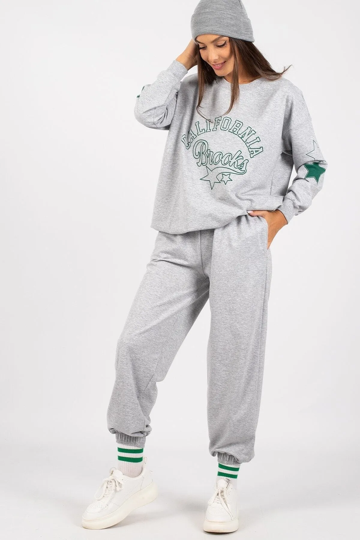 armonika  Graue Damen-Jogginghose mit Taschen, elastischem Bund und Beinen, Arm-22Y024062