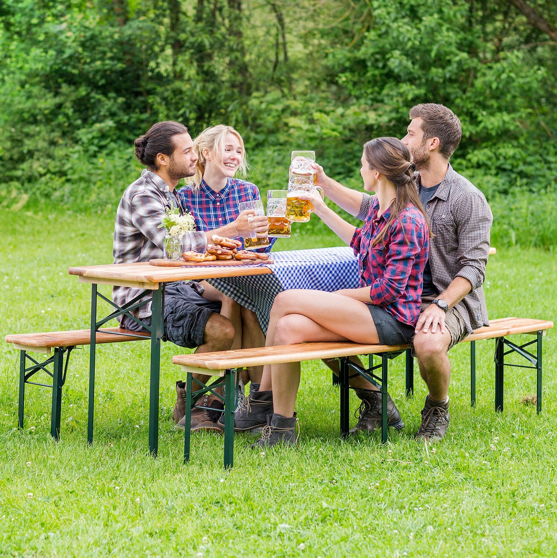 tectake Bierzeltgarnitur Ralf, (Set, 3-tlg), leicht zu reinigen