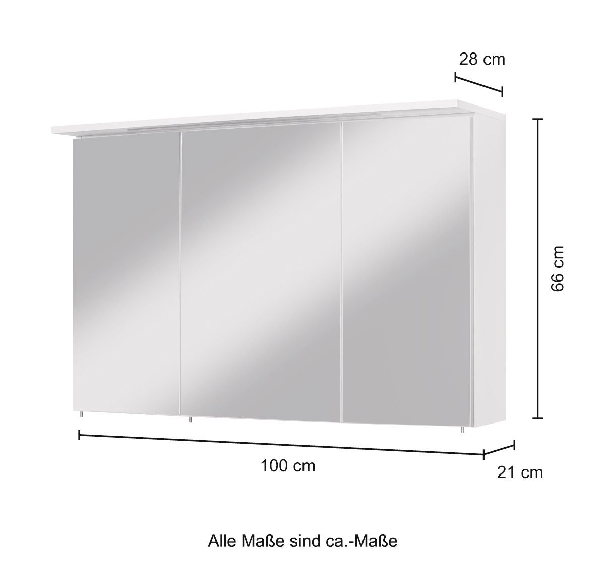 HELD MÖBEL Spiegelschrank Flex Breite 100 cm, mit 3D-Spiegeleffekt
