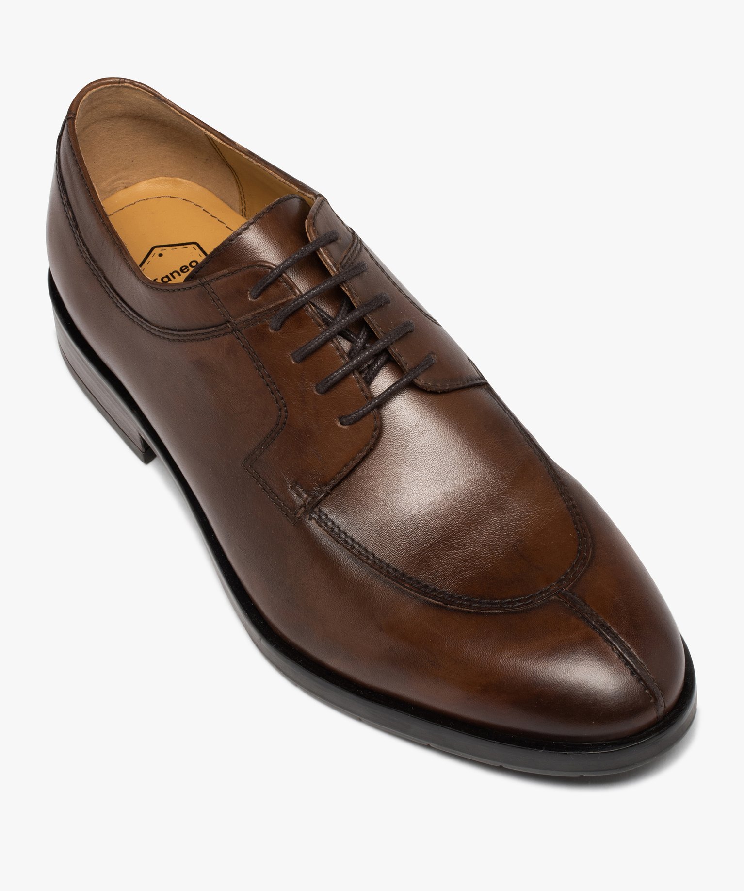 Derbies homme dessus en cuir uni à lacets cirés - Taneo marron | GEMO