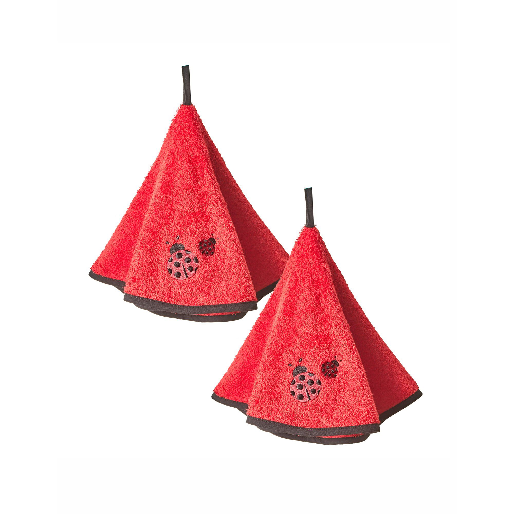 Torchons ronds éponge brodée coccinelle