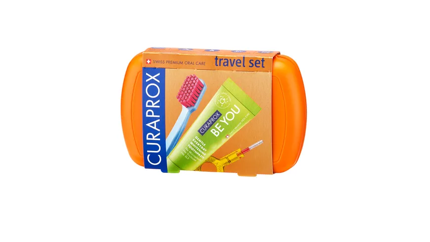 Curaprox Travel Set Zahnbürste & Zahnpasta Be You Orange