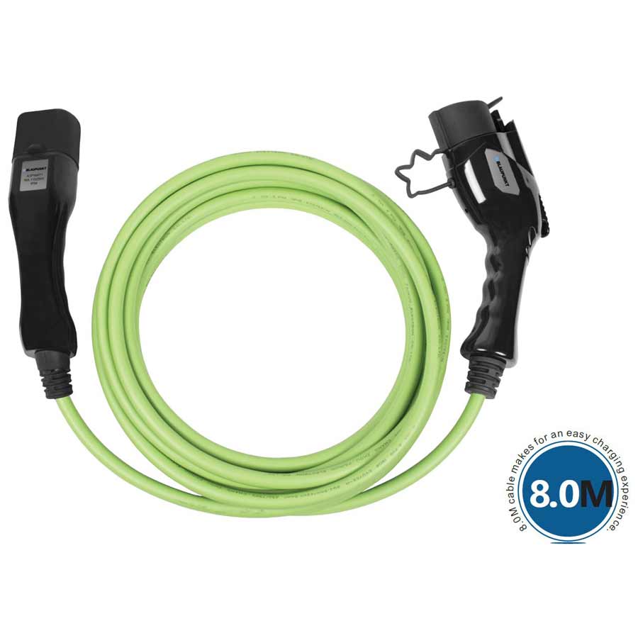 Blaupunkt E-Ladekabel A1P16AT1 N1, Typ 1 auf Typ 2, 16 A, einphasig, 3,7 kW, 8 Meter - ATU
