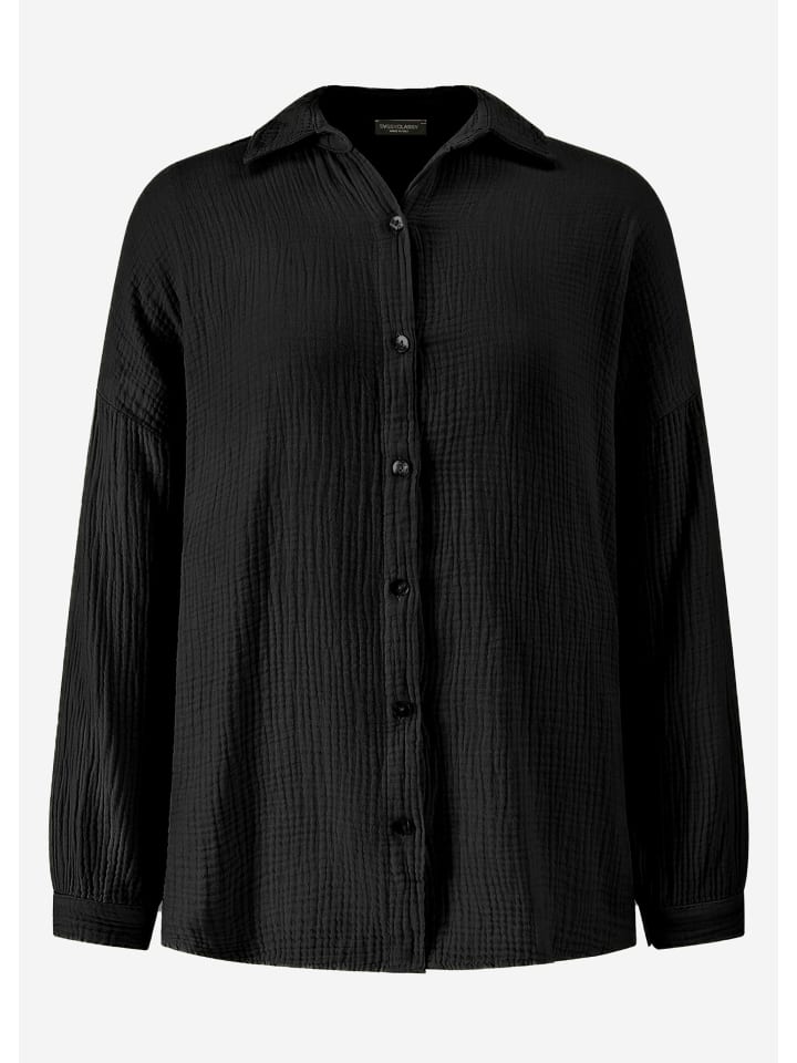 SASSYCLASSY Musselin Bluse im Regular Fit in Schwarz günstig kaufen