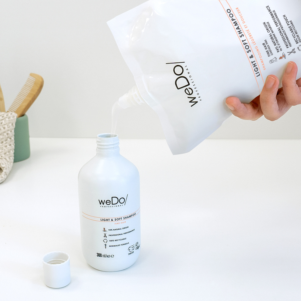 wedo Shampoing Vegan Légèreté et Douceur recharge pour cheveux fins Shampooing vegan sans sulfate sans silicone pour cheveux fins