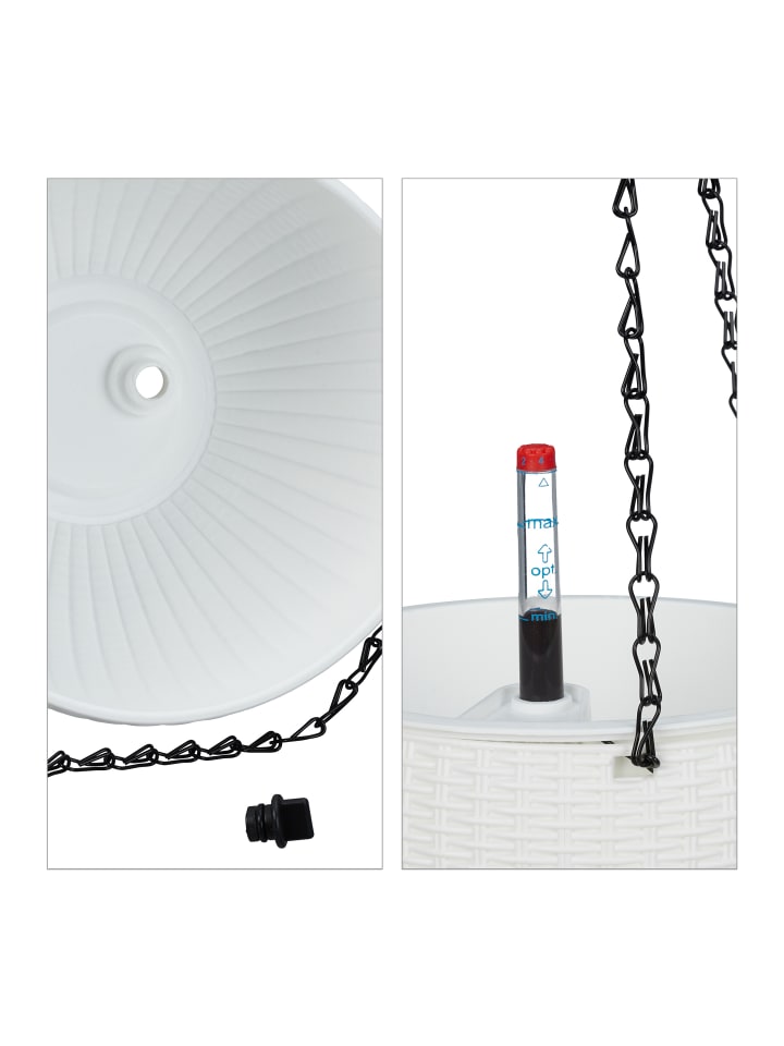 relaxdays 2 x Blumenampel in Weiß - (H)54 x Ø18,5 cm günstig kaufen onesize