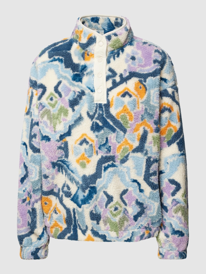 Pullover aus Teddyfell mit kurzer Knopfleiste in ecru