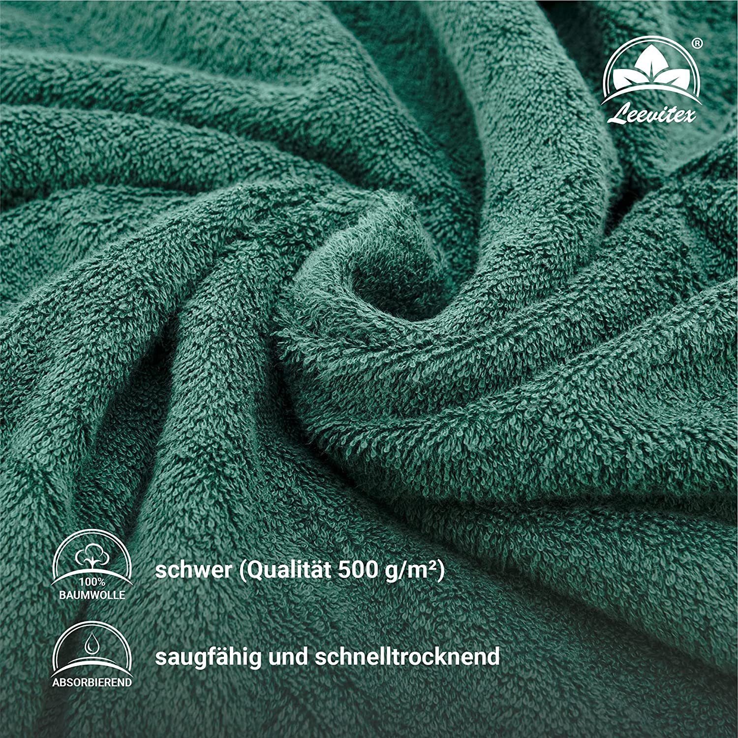 leevitex® Handtuch Frottee 4er Set, 50 x 100 cm, hochwertig verarbeitet & fusselfrei