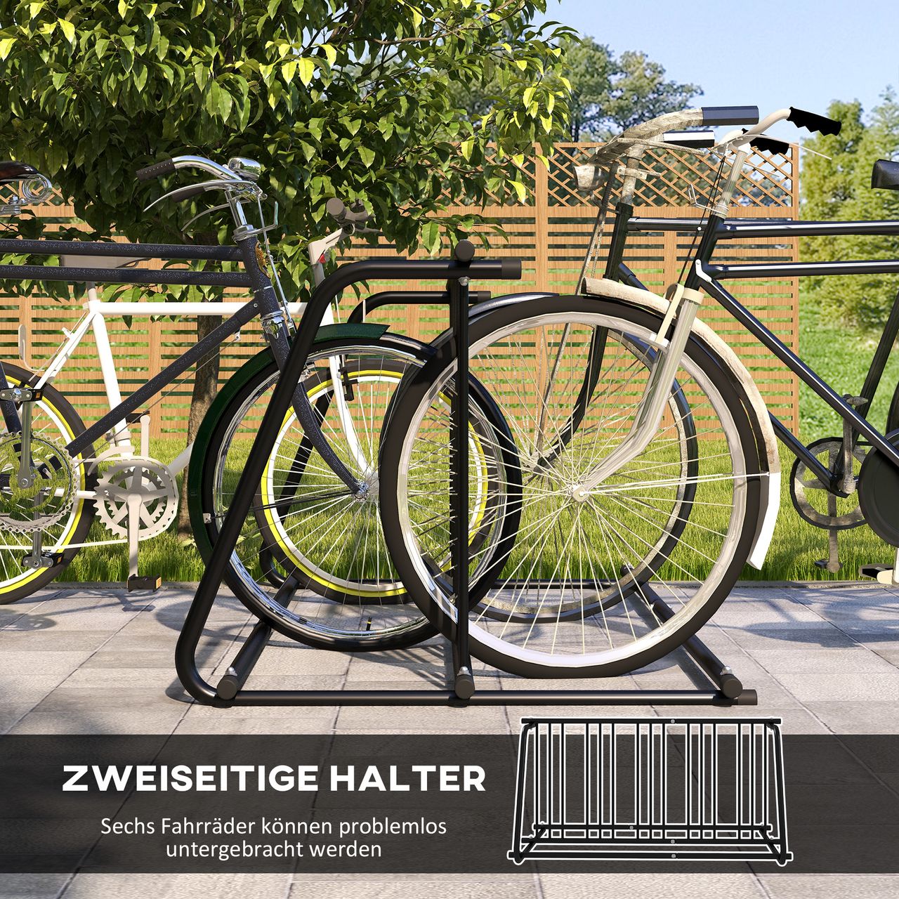 DURHAND Fahrradständer Radständer Aufstellständer wetterfest bis 6 Fahrräder
