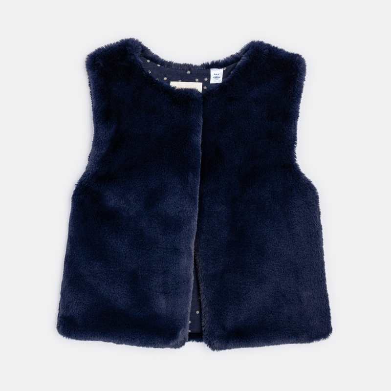 Boléro en fausse fourrure bleu fille
