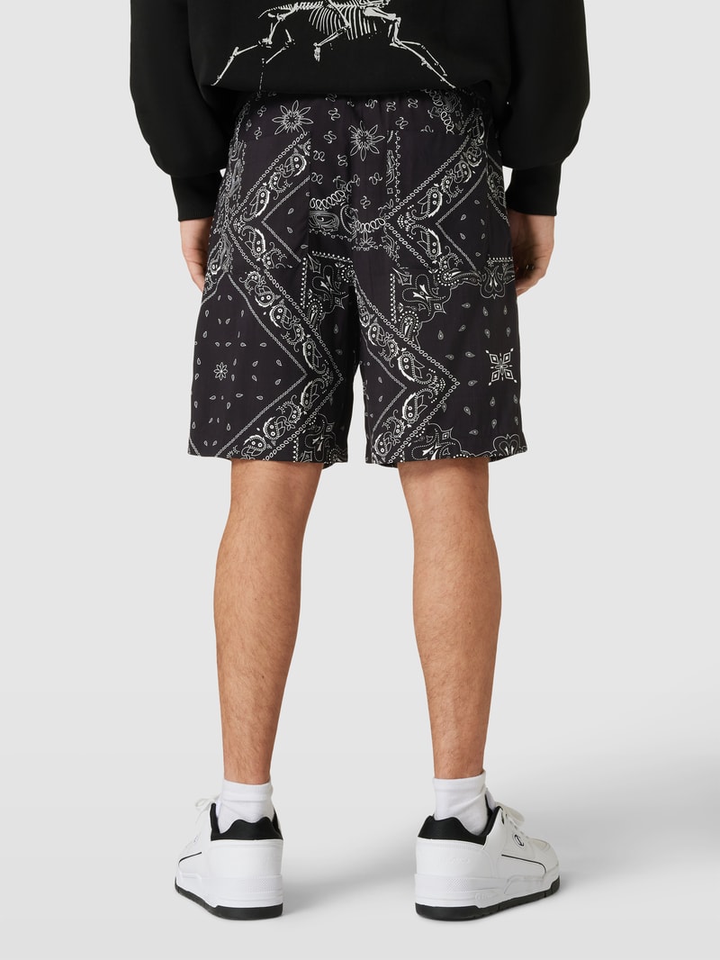 Shorts aus Viskose mit Allover-Muster in anthrazit