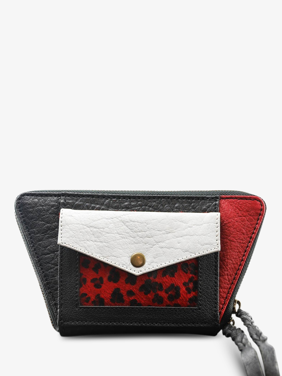 LePortefeuille Emma Léopard - Noir / Rouge