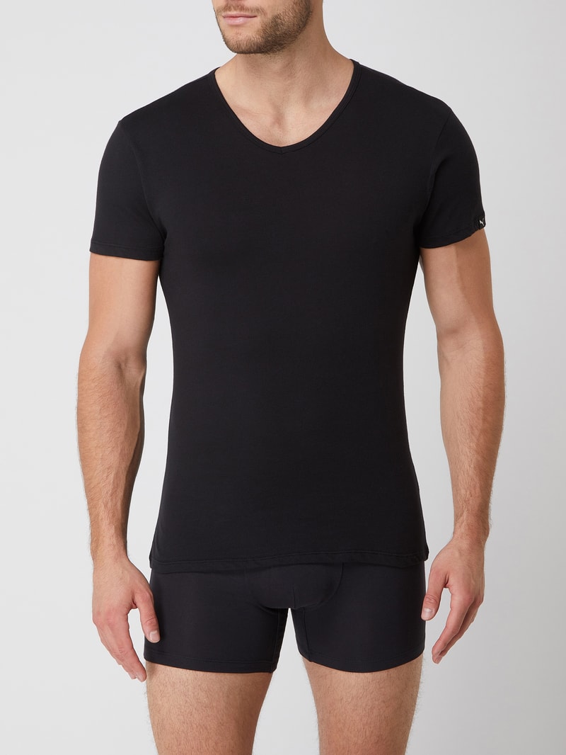 Regular Fit T-Shirt im 2er-Pack in schwarz