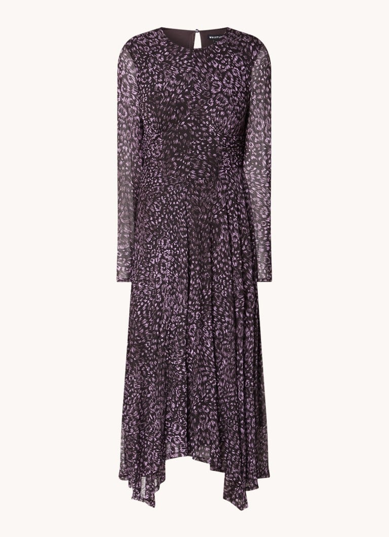 Whistles Mesh midi dress with asymmetrical hem and ruffles