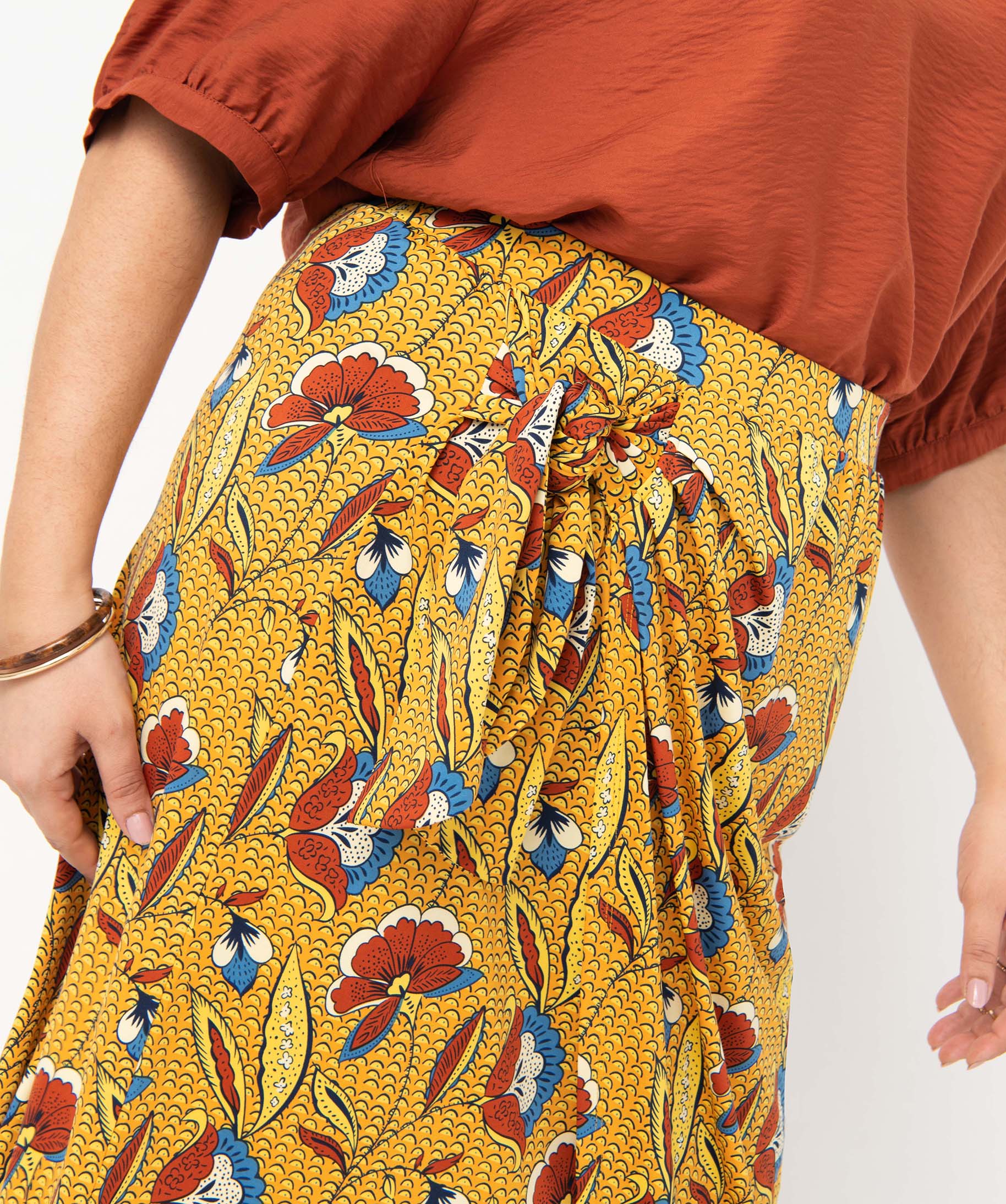 Jupe femme grande taille effet portefeuille en maille extens... imprime | GEMO