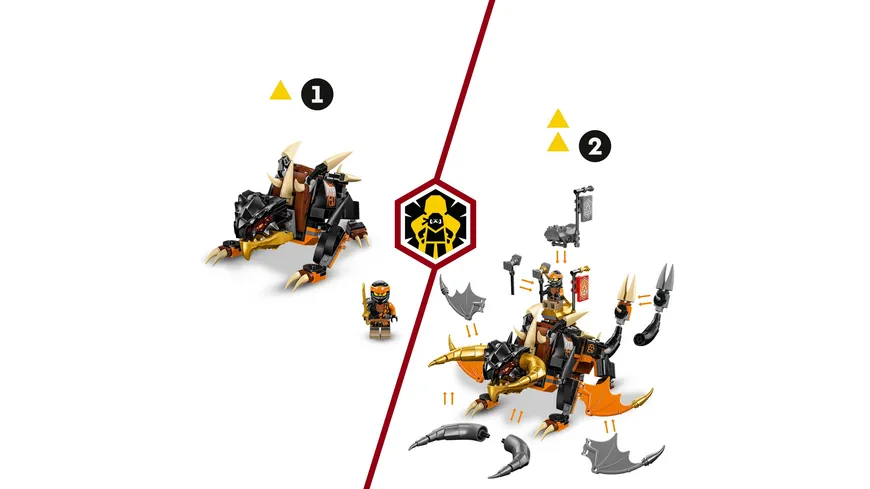 LEGO NINJAGO 71782 Coles Erddrache EVO, Drachen-Spielzeug mit Figuren