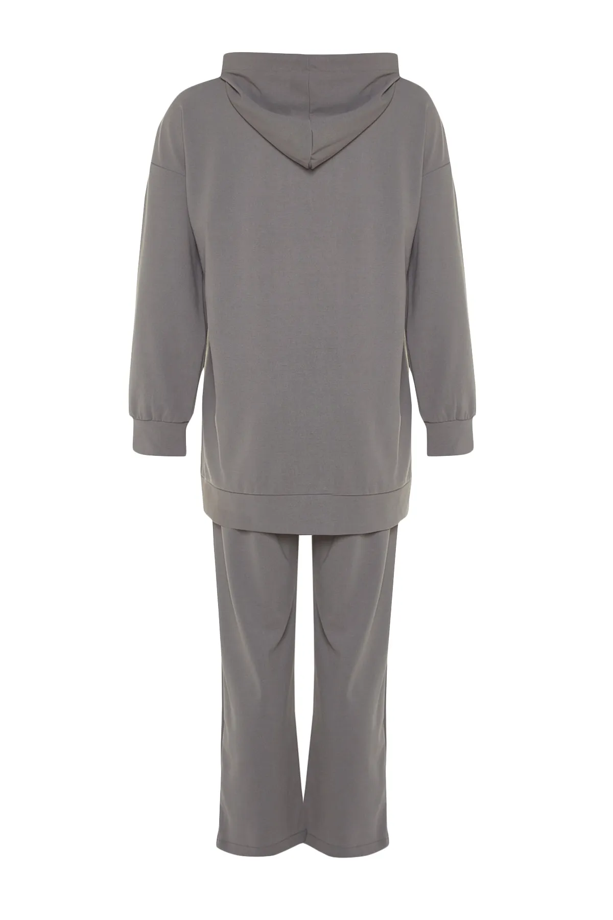 Trendyol Modest  Graues Strick-Trainingsanzug-Set mit Kapuze und Reißverschluss TCTSS21EM0091