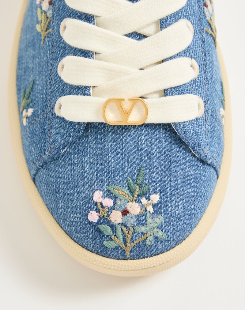 Royco Denim Sneaker med Blomsterbroderi