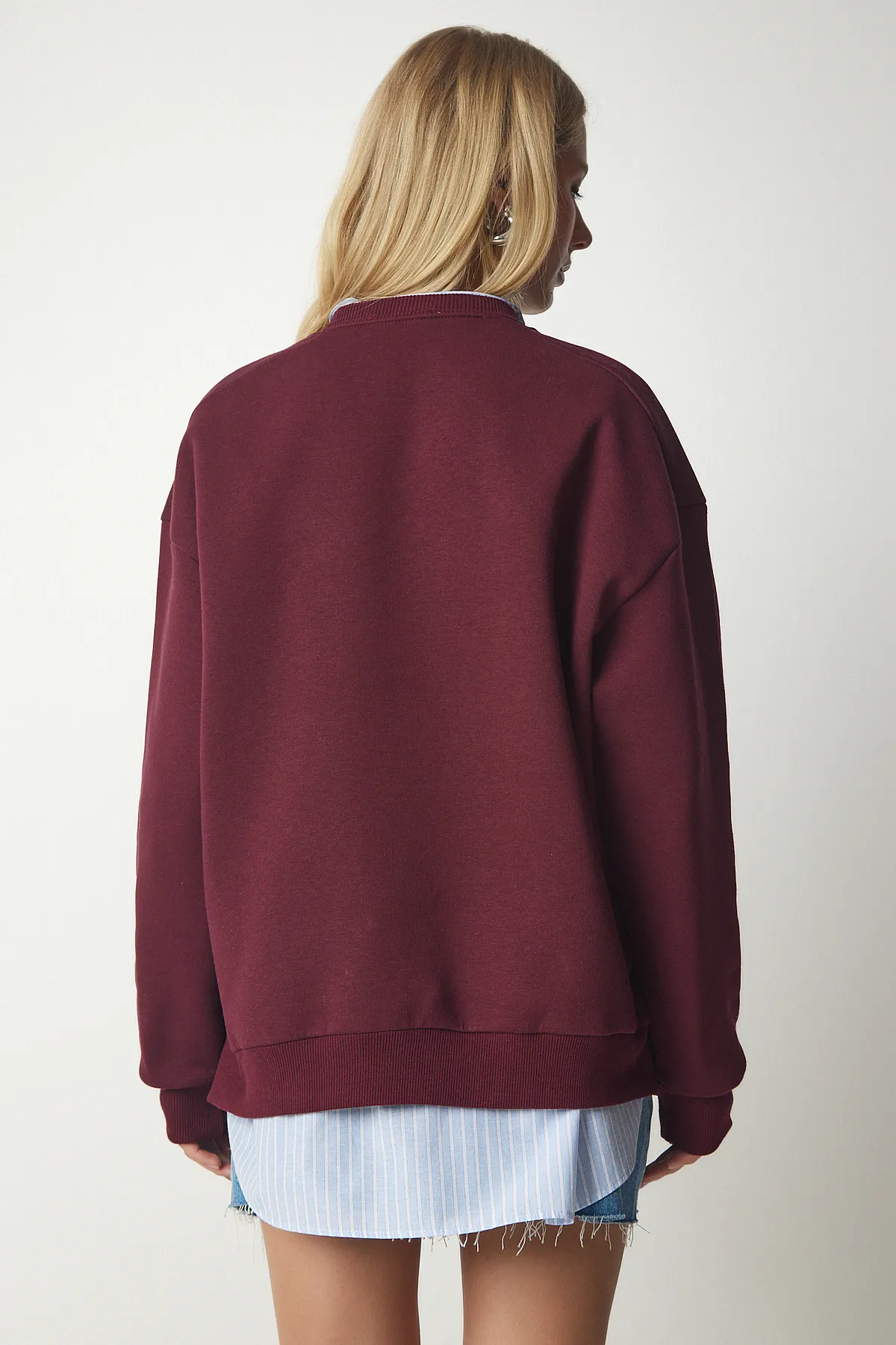 Happiness İstanbul  Sweatshirt - Bordeaux - Regular Fit