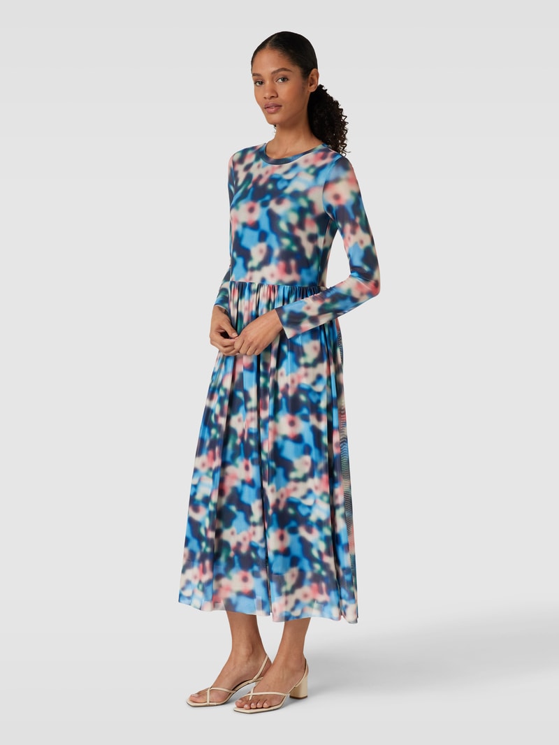 Maxikleid mit Allover-Muster in schwarz