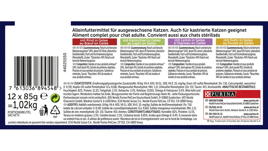 PURINA FELIX So gut wie es aussieht in Gelee Geschmacksvielfalt vom Land Katzennassfutter 1020 g