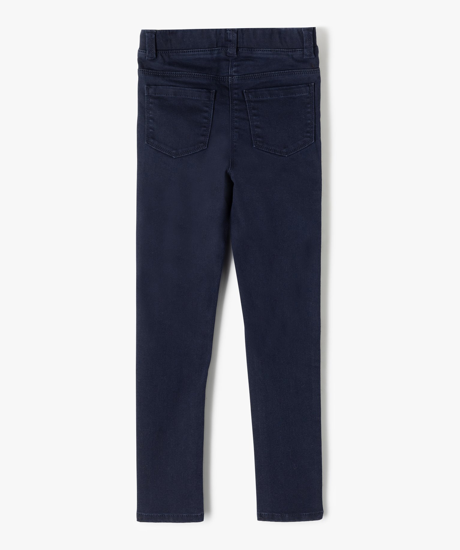 Pantalon skinny uni à taille élastiquée fille marine | GEMO