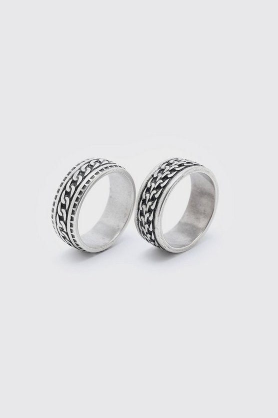 2er-Pack Ringe mit Ketten-Detail