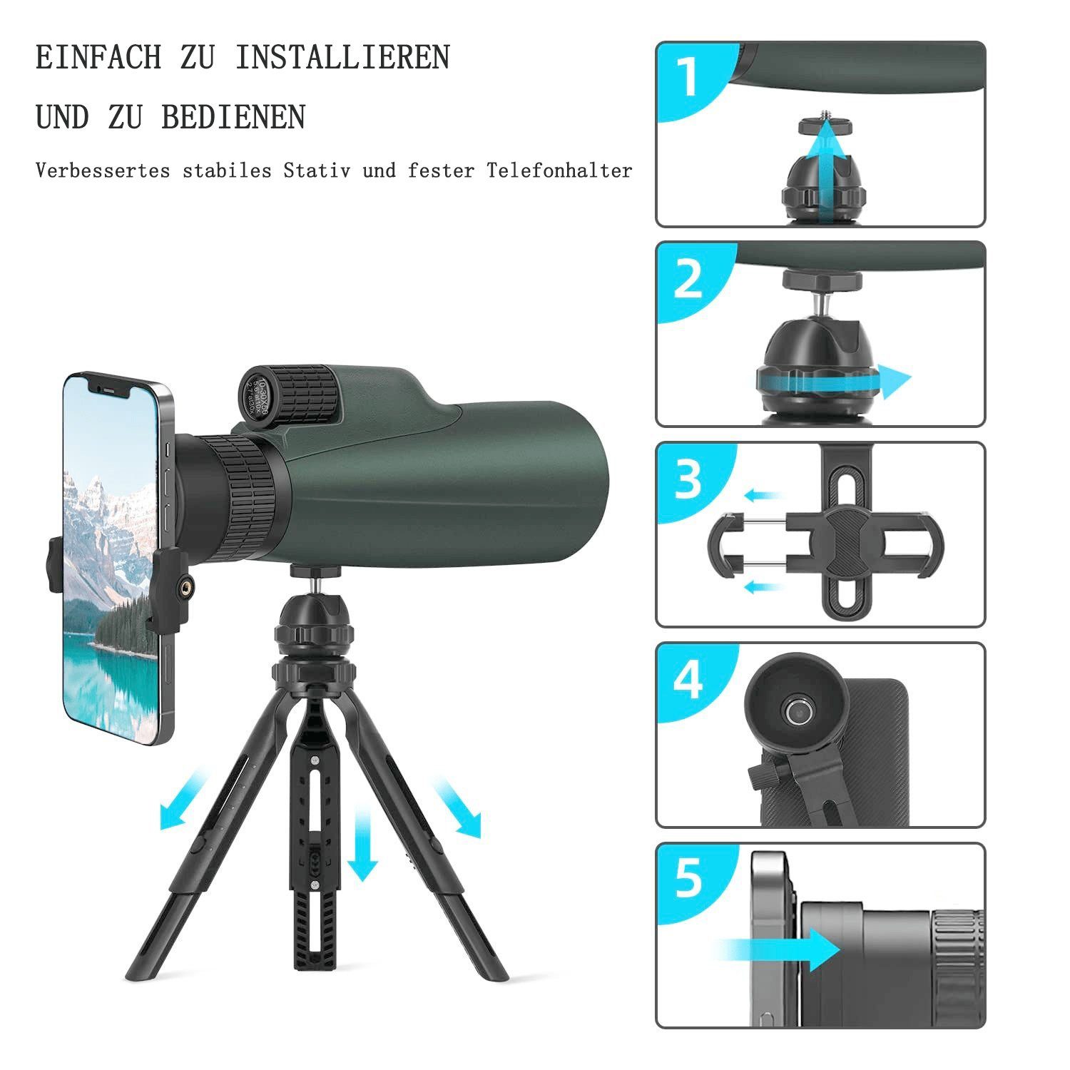 GelldG Fernglas, 10-30x50mm HD Fernrohr mit BAK4 Prisma und FMC Optisches Fernglas
